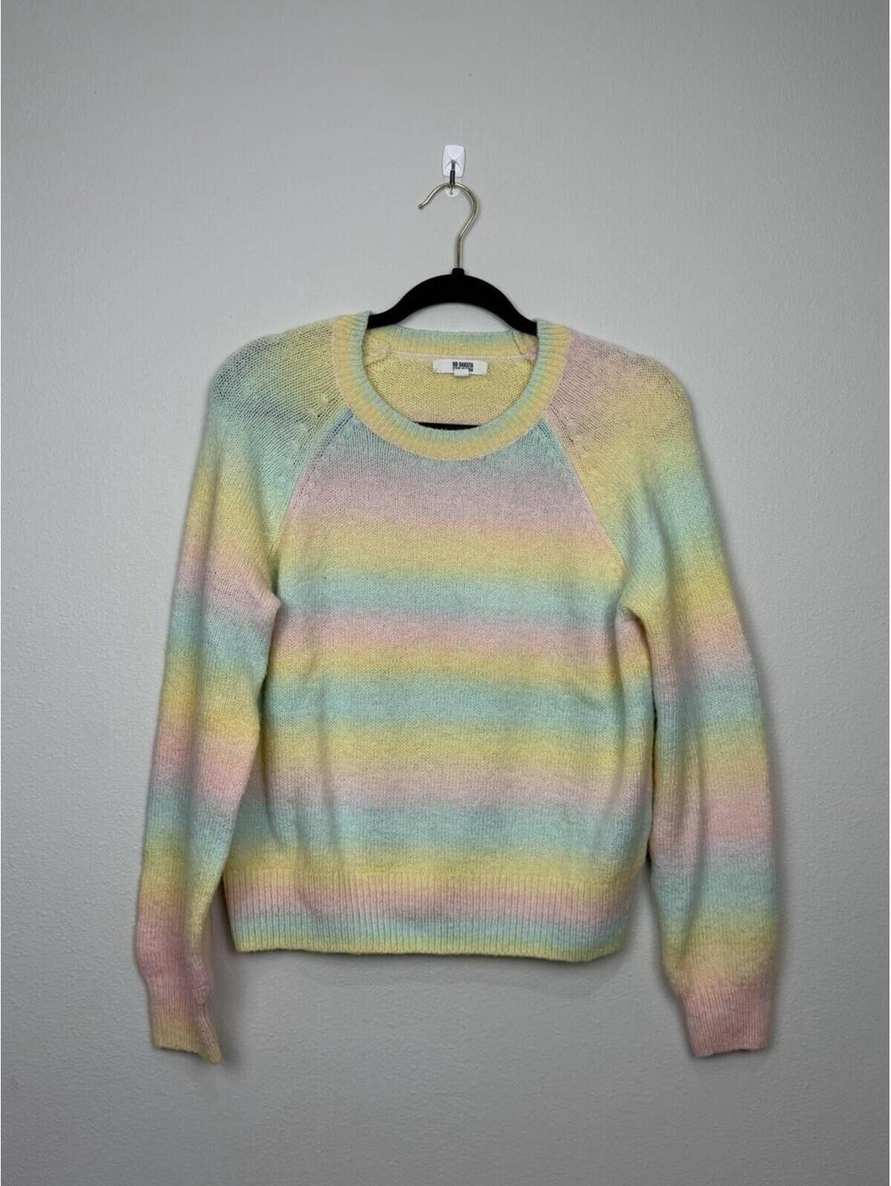 BB Dakota Steve Madden Rainbow Sweater Size L Ombre Unicorn Striped Pullover